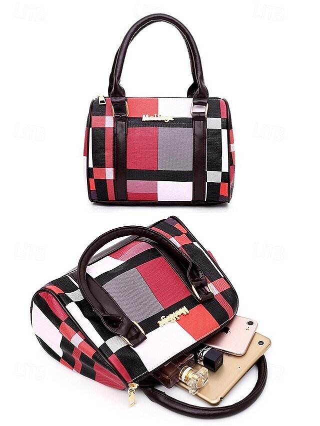 Women’s Christmas Plaid Handbag Set - Image 8