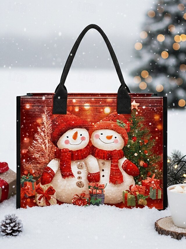 Women’s Christmas Snowman Print Tote Bag