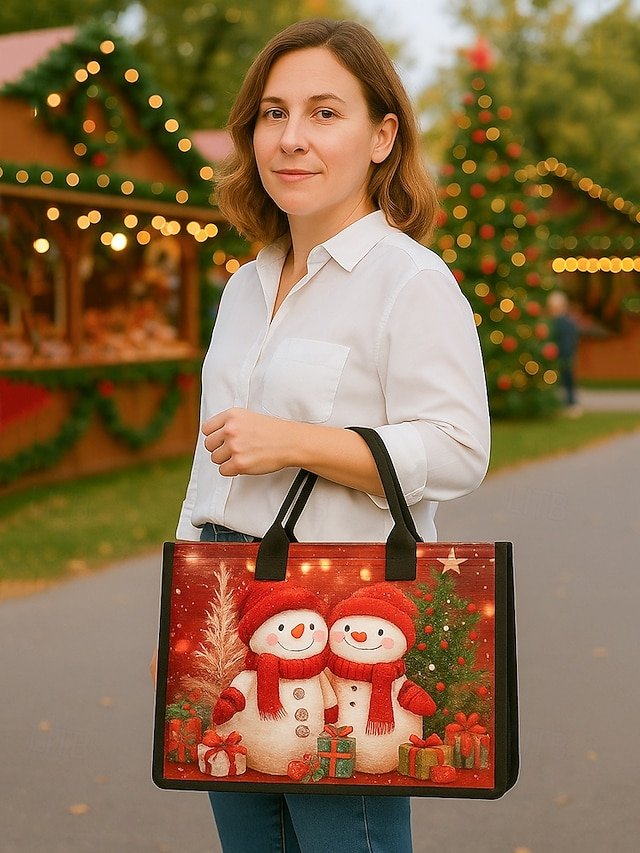 Women’s Christmas Snowman Print Tote Bag - Image 2
