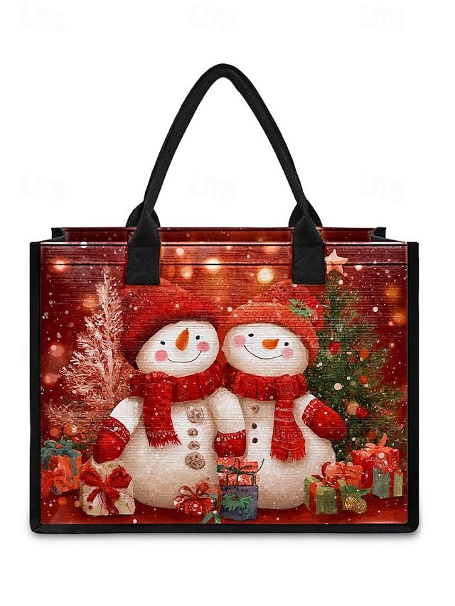 Women’s Christmas Snowman Print Tote Bag - Image 4
