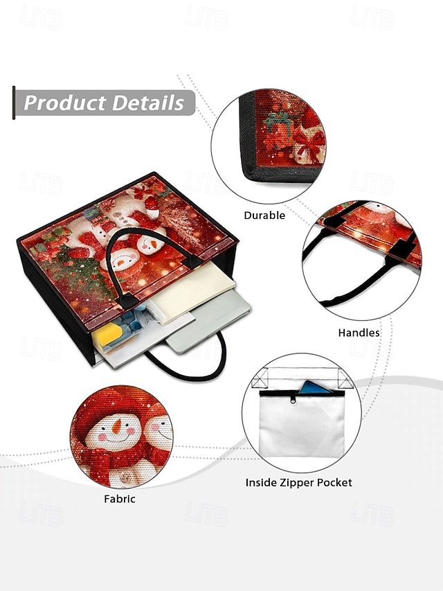 Women’s Christmas Snowman Print Tote Bag - Image 6