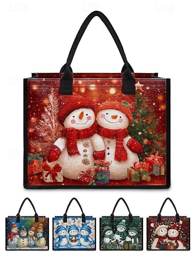 Women’s Christmas Snowman Print Tote Bag - Image 7