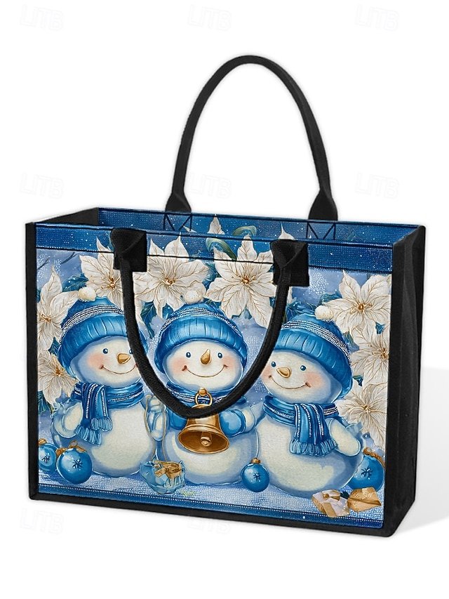 Women’s Christmas Snowman Print Tote Bag - Image 8