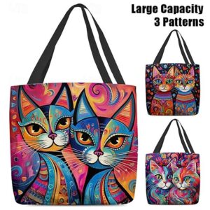 Alternative view of Women’s Colorful Cat Art Tote Bag