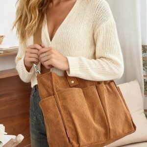 Alternative view of Women’s Corduroy Tote Bag with Multiple Pockets