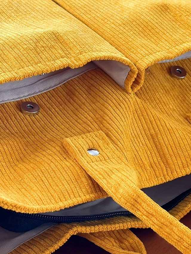 Women’s Corduroy Tote Bag with Multiple Pockets - Image 6