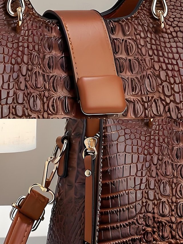 Women’s Croc-Embossed Top-Handle Satchel - Image 3