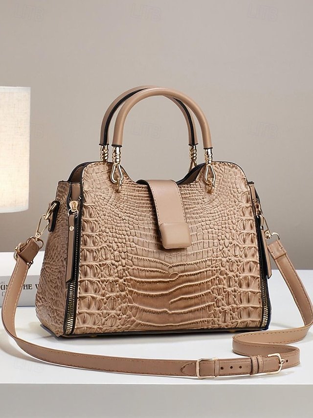 Women’s Croc-Embossed Top-Handle Satchel - Image 5