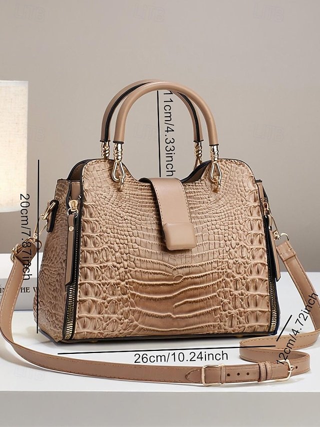 Women’s Croc-Embossed Top-Handle Satchel - Image 7