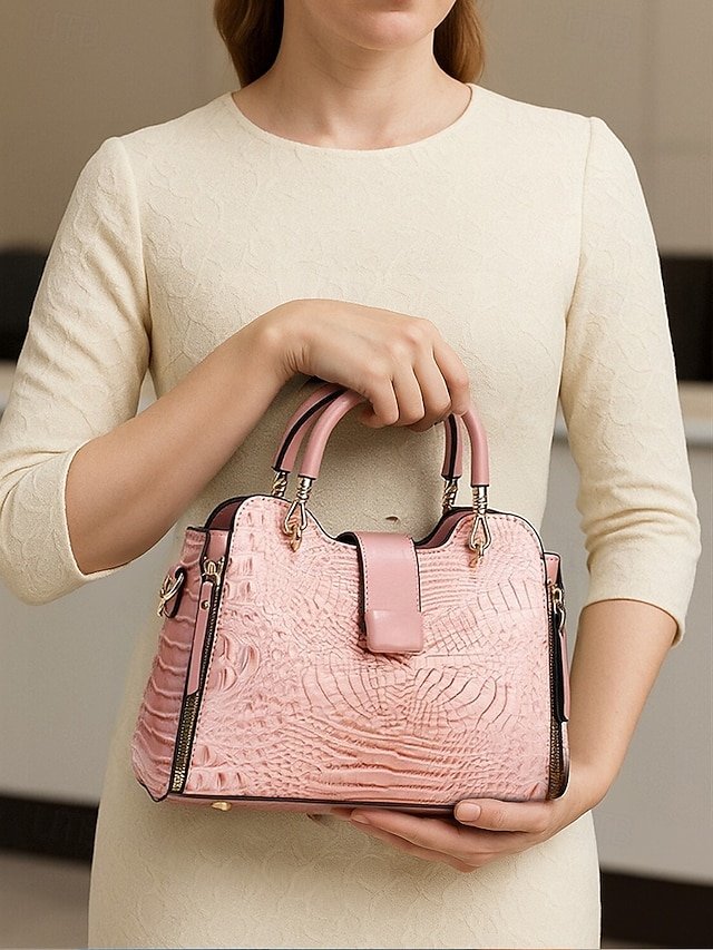 Women’s Croc-Embossed Top-Handle Satchel - Image 8