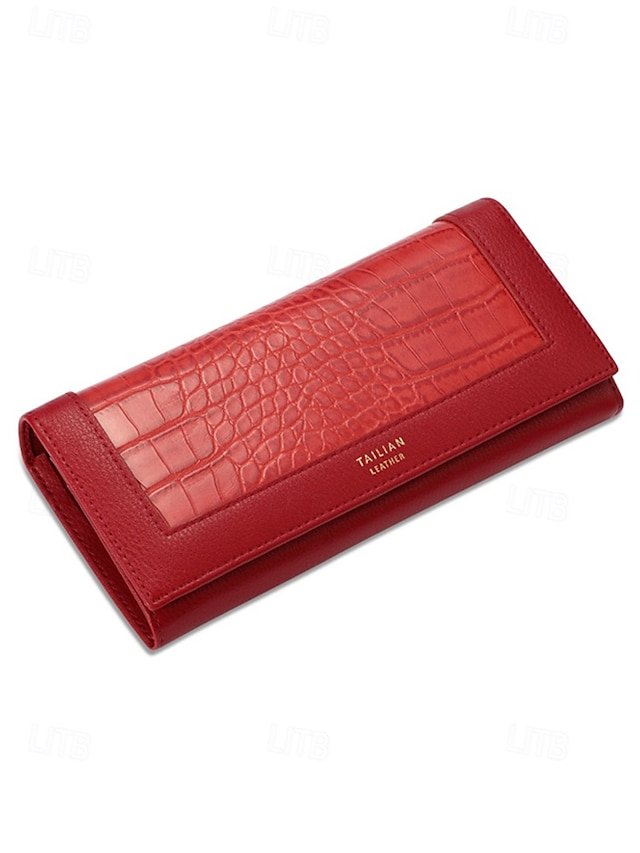 Women’s Crocodile Pattern Faux Leather Long Wallet - Image 3