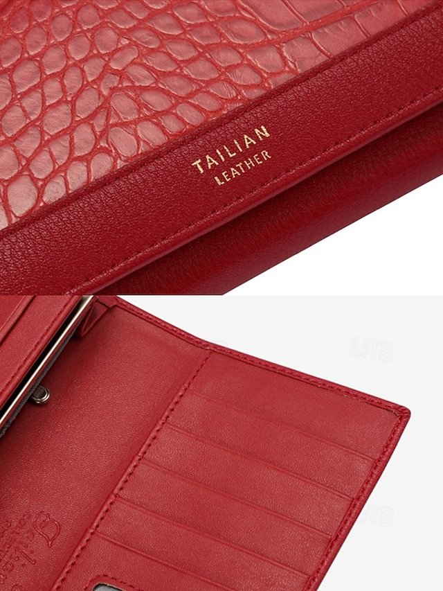 Women’s Crocodile Pattern Faux Leather Long Wallet - Image 8