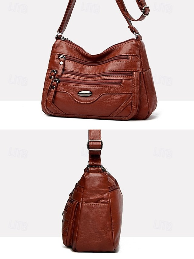 Women’s Lightweight Faux Leather Crossbody Bag - Image 4