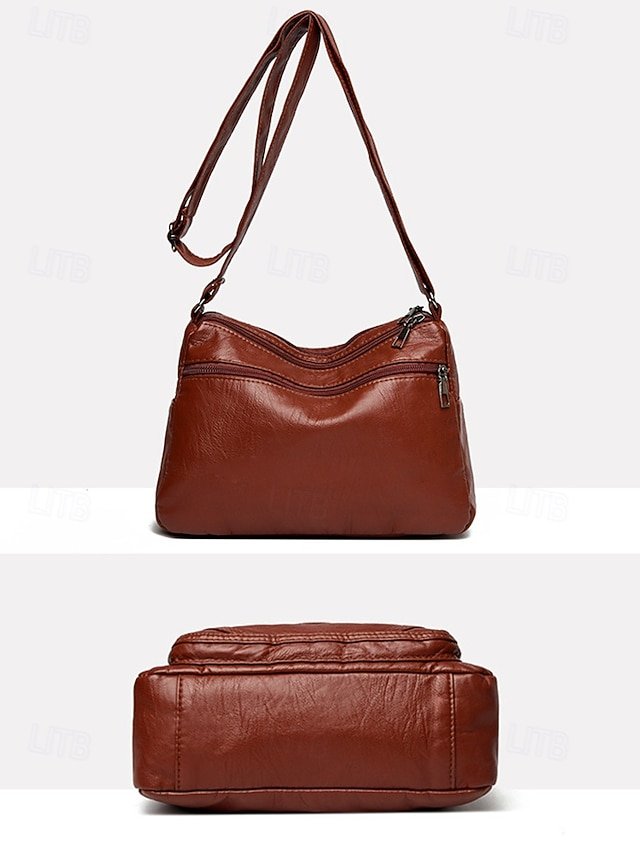 Women’s Lightweight Faux Leather Crossbody Bag - Image 5