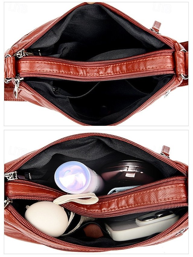 Women’s Lightweight Faux Leather Crossbody Bag - Image 6