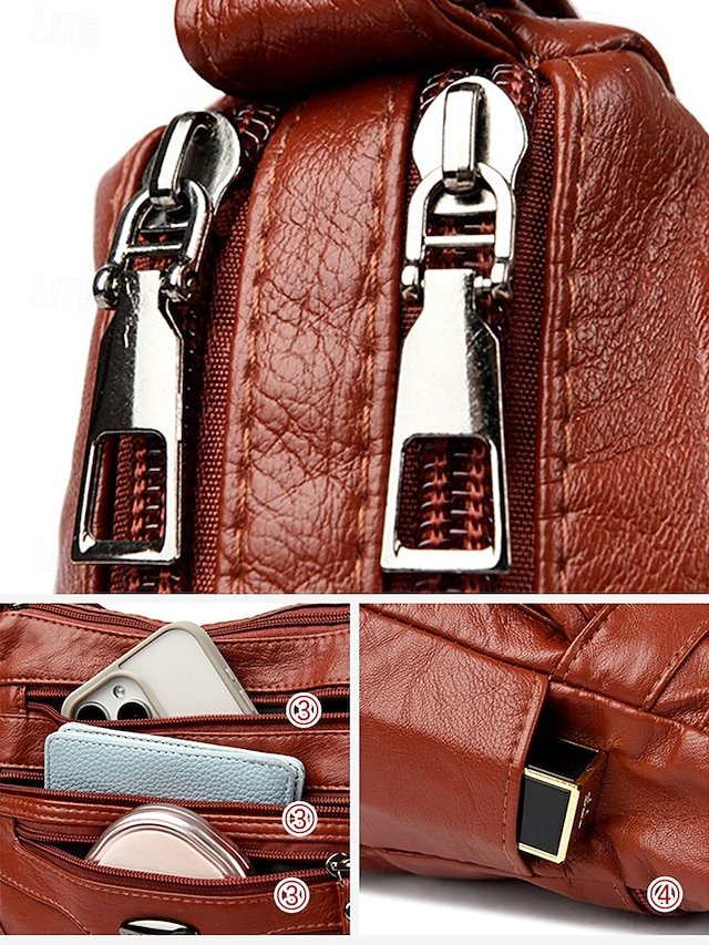 Women’s Lightweight Faux Leather Crossbody Bag - Image 8