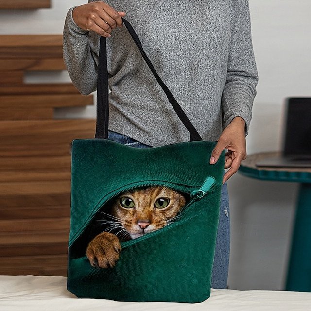 Women’s Cute Kitten Print Tote Bag - Image 3
