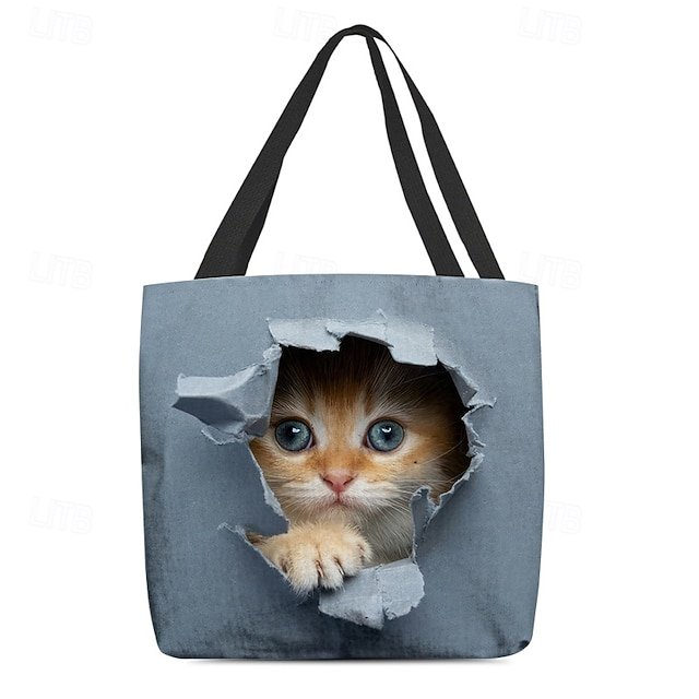 Women’s Cute Kitten Print Tote Bag - Image 8
