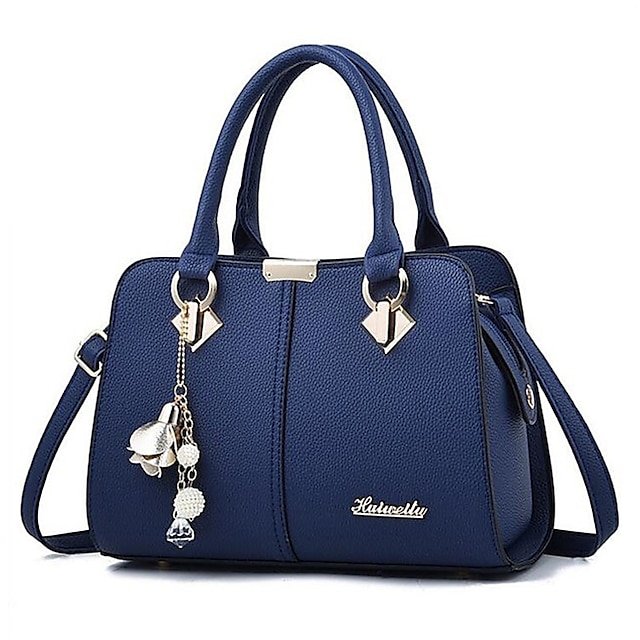 Women’s Elegant Blue Handbag with Removable Strap