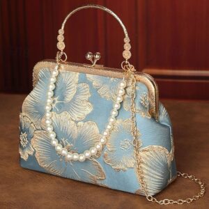 Women’s Elegant Pearl Handle Clutch Bag