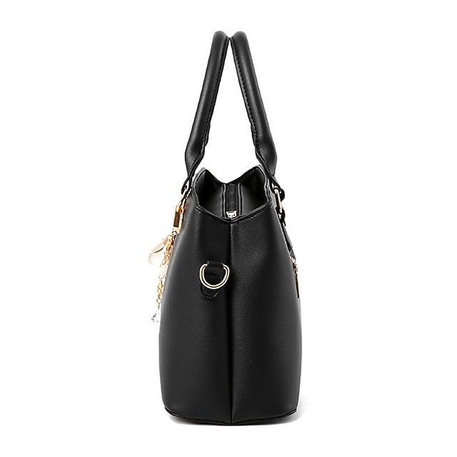 Women’s Faux Leather Handbag with Chain - Image 4
