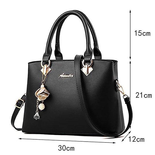 Women’s Faux Leather Handbag with Chain - Image 6