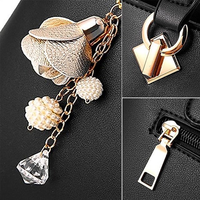 Women’s Faux Leather Handbag with Chain - Image 7