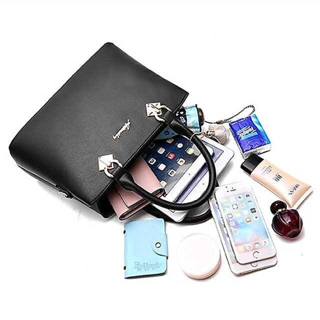 Women’s Faux Leather Handbag with Chain - Image 8