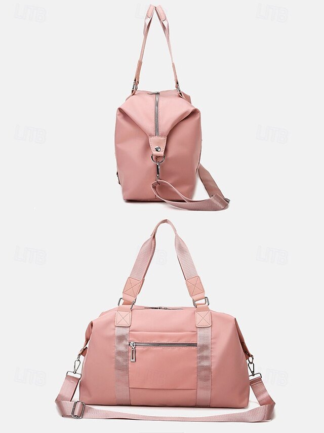 Women’s Fashion Pink Nylon Duffel Bag - Image 5