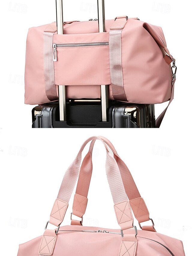 Women’s Fashion Pink Nylon Duffel Bag - Image 6