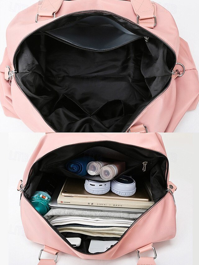 Women’s Fashion Pink Nylon Duffel Bag - Image 7