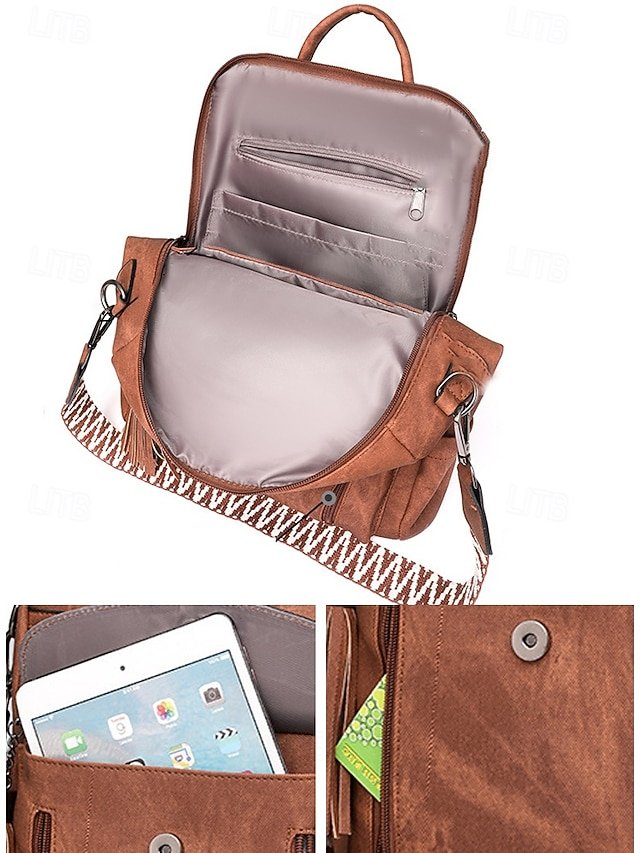 Women’s Faux Leather Convertible Backpack Purse - Image 7