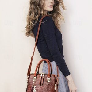 Alternative view of Women’s Faux Leather Crocodile Pattern Handbag with Tassel