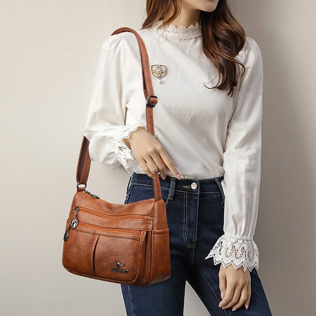 Women’s Large-Capacity Faux Leather Crossbody Bag - Image 2