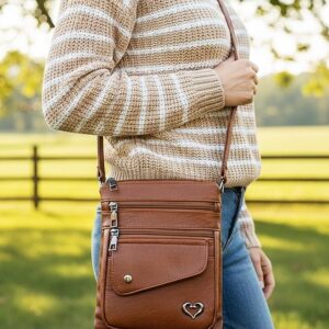 Alternative view of Women’s Faux Leather Crossbody Bag with Multiple Zipper