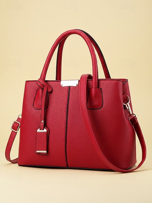 Women’s Faux Leather Handbag with Adjustable Strap - Image 2