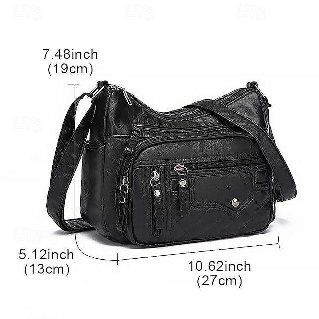 Women’s Faux Leather Quilted Crossbody Bag - Image 3