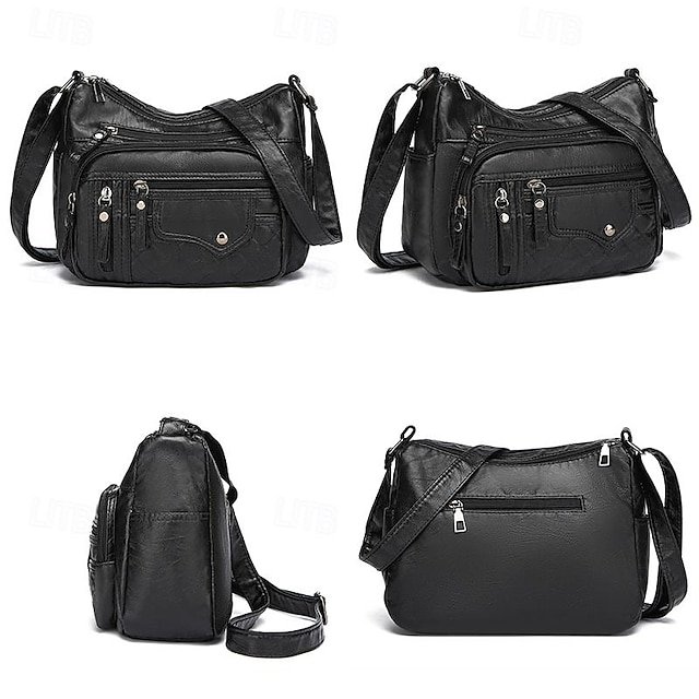 Women’s Faux Leather Quilted Crossbody Bag - Image 4