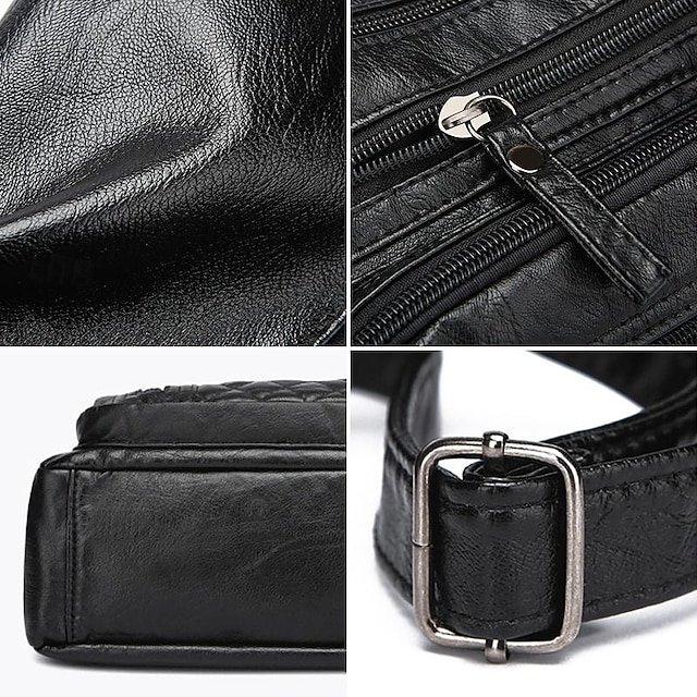 Women’s Faux Leather Quilted Crossbody Bag - Image 5