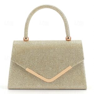 Women’s Glitter Evening Clutch Bag with Chain Strap