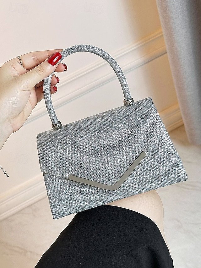 Women’s Glitter Evening Clutch Bag with Chain Strap - Image 5
