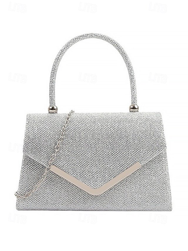 Women’s Glitter Evening Clutch Bag with Chain Strap - Image 7