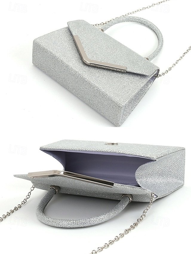 Women’s Glitter Evening Clutch Bag with Chain Strap - Image 8
