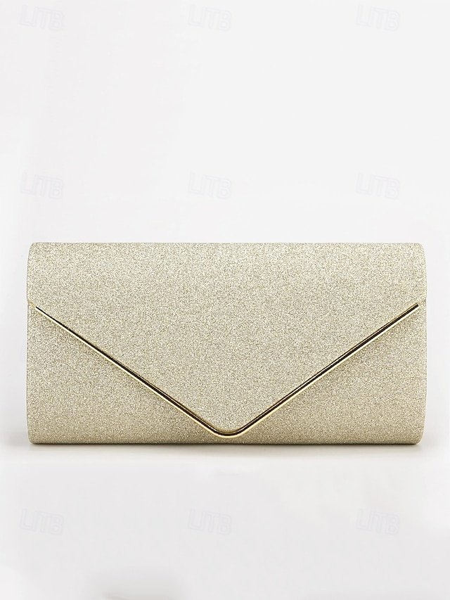 Women’s Gold Glitter Envelope Clutch with Chain Strap - Image 2