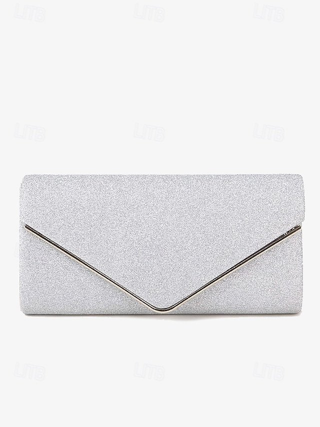 Women’s Gold Glitter Envelope Clutch with Chain Strap - Image 6