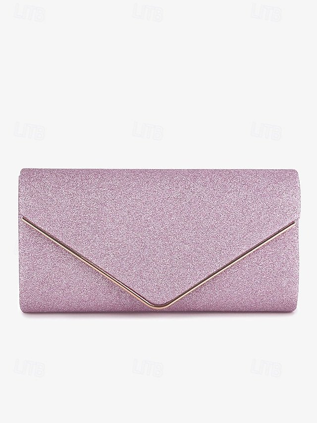 Women’s Gold Glitter Envelope Clutch with Chain Strap - Image 8