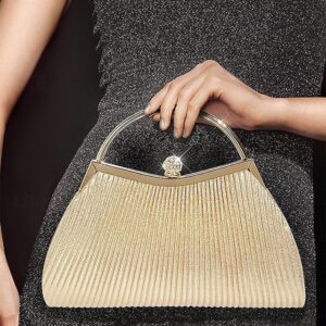 Women’s Gold Pleated Evening Handbag