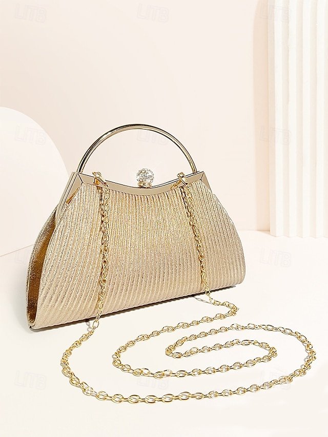 Women’s Gold Pleated Evening Handbag - Image 2