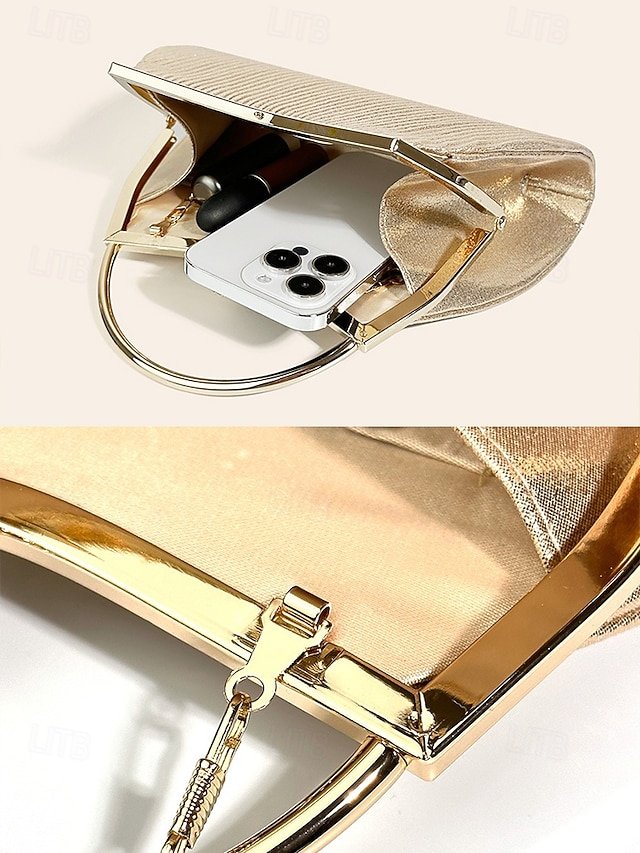 Women’s Gold Pleated Evening Handbag - Image 6