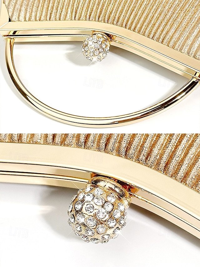 Women’s Gold Pleated Evening Handbag - Image 7